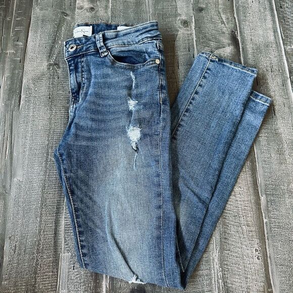 Jessica Simpson Kiss Me Skinny Rolled Cuff Distressed Skinny Jeans 12 - Picture 4 of 4